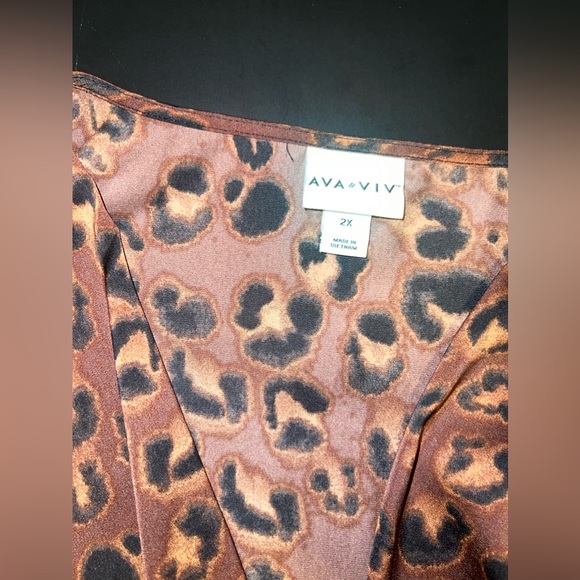 Ava & Viv Silky Feel Leopard Print Short sleeve Dress Size 2XL NWOT - Picture 5 of 7